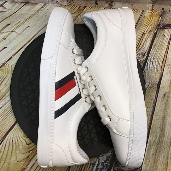 Tommy Hilfiger Mens White Lace Up Low Sneakers 7.5 - Picture 5 of 8